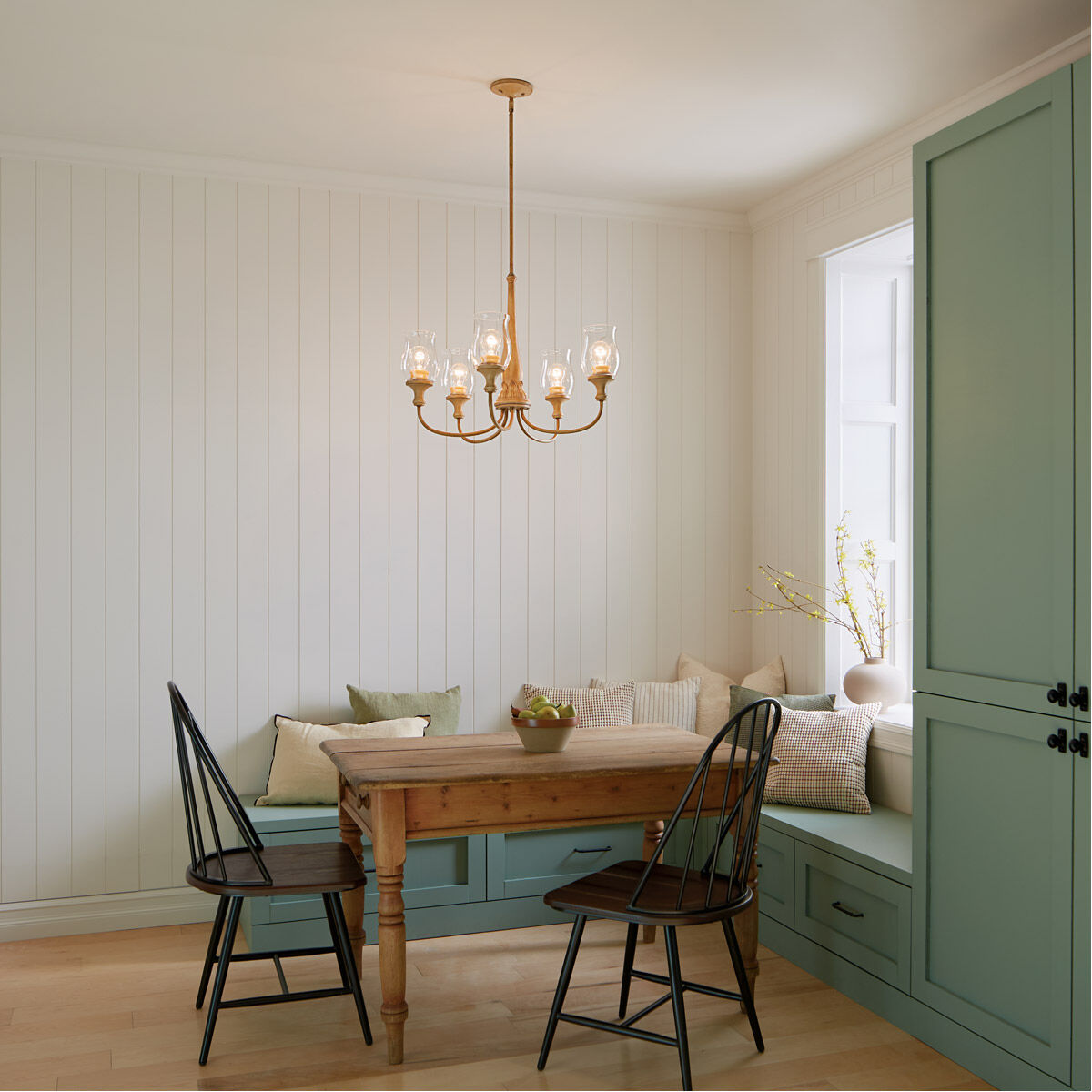 Homestead Melis 5 Light 26.5 inch Adobe Cream Chandelier Ceiling Light in Warm Maple